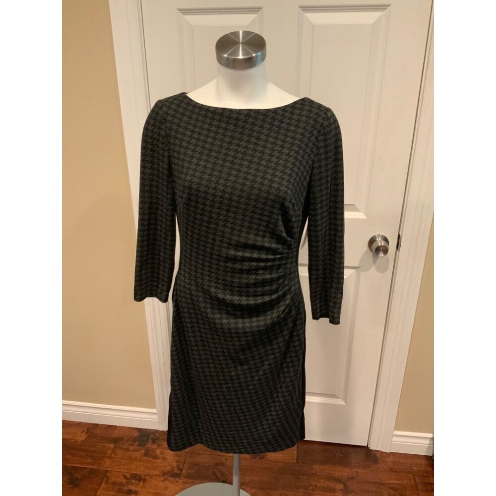Lauren Ralph Lauren Black & Gray Houndstooth Patterned Dress, Size 8